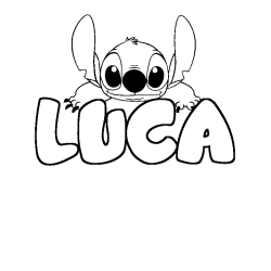 Coloriage prénom LUCA - décor Stitch