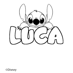 Coloriage pr&eacute;nom LUCA - d&eacute;cor Stitch