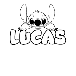 Coloriage prénom LUCAS - décor Stitch