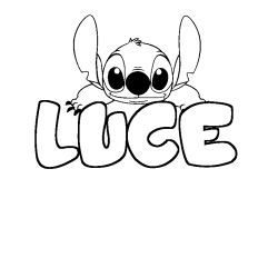 Coloriage prénom LUCE - décor Stitch