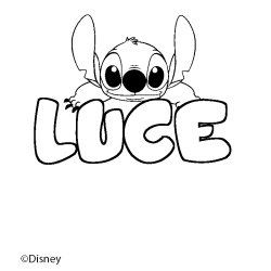 Coloriage pr&eacute;nom LUCE - d&eacute;cor Stitch