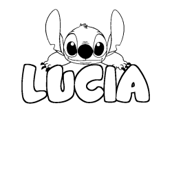 Coloriage prénom LUCIA - décor Stitch