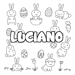 Coloriage pr&eacute;nom LUCIANO - d&eacute;cor Paques