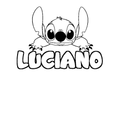 Coloriage prénom LUCIANO - décor Stitch