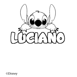 Coloriage pr&eacute;nom LUCIANO - d&eacute;cor Stitch