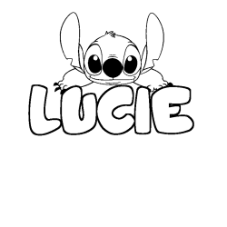 Coloriage prénom LUCIE - décor Stitch
