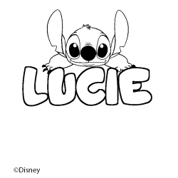 Coloriage pr&eacute;nom LUCIE - d&eacute;cor Stitch