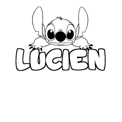 Coloriage prénom LUCIEN - décor Stitch