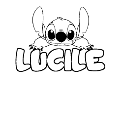 Coloriage prénom LUCILE - décor Stitch