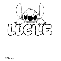 Coloriage pr&eacute;nom LUCILE - d&eacute;cor Stitch