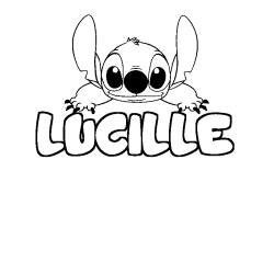 Coloriage prénom LUCILLE - décor Stitch