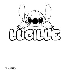 Coloriage pr&eacute;nom LUCILLE - d&eacute;cor Stitch