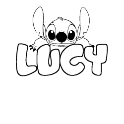 Coloriage prénom LUCY - décor Stitch