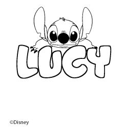 Coloriage pr&eacute;nom LUCY - d&eacute;cor Stitch