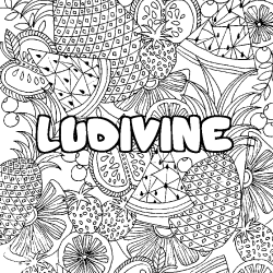Coloriage prénom LUDIVINE - décor Mandala fruits