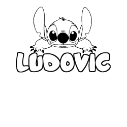 Coloriage prénom LUDOVIC - décor Stitch