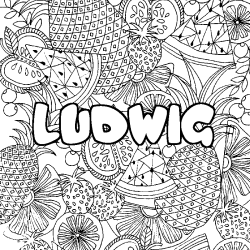 Coloriage pr&eacute;nom LUDWIG - d&eacute;cor Mandala fruits