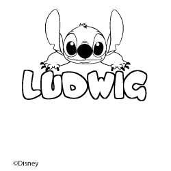 Coloriage pr&eacute;nom LUDWIG - d&eacute;cor Stitch