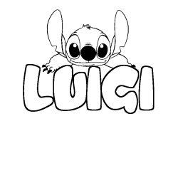 Coloriage prénom LUIGI - décor Stitch