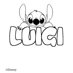 Coloriage pr&eacute;nom LUIGI - d&eacute;cor Stitch