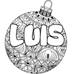 Coloriage pr&eacute;nom LUIS - d&eacute;cor Boule de No&euml;l