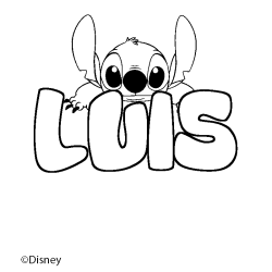 Coloriage pr&eacute;nom LUIS - d&eacute;cor Stitch