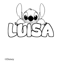 Coloriage pr&eacute;nom LUISA - d&eacute;cor Stitch