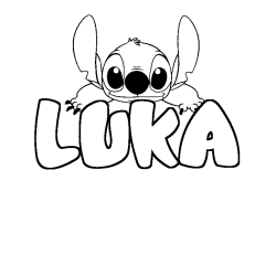 Coloriage prénom LUKA - décor Stitch
