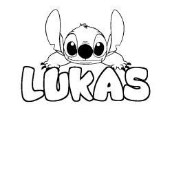Coloriage prénom LUKAS - décor Stitch