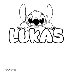 Coloriage pr&eacute;nom LUKAS - d&eacute;cor Stitch