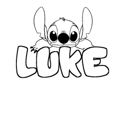 Coloriage prénom LUKE - décor Stitch