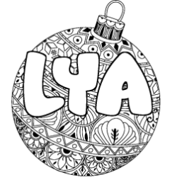 Coloriage prénom LYA - décor Boule de Noël