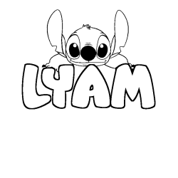 Coloriage prénom LYAM - décor Stitch