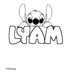 Coloriage pr&eacute;nom LYAM - d&eacute;cor Stitch