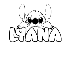 Coloriage prénom LYANA - décor Stitch