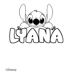 Coloriage pr&eacute;nom LYANA - d&eacute;cor Stitch