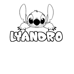 Coloriage prénom LYANDRO - décor Stitch