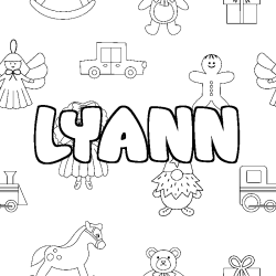 Coloriage prénom LYANN - décor Jouets