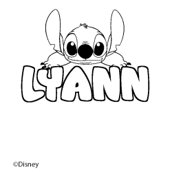 Coloriage pr&eacute;nom LYANN - d&eacute;cor Stitch