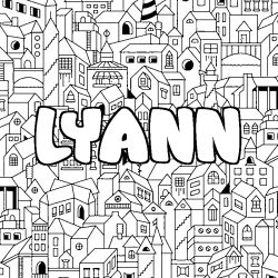 Coloriage pr&eacute;nom LYANN - d&eacute;cor Ville
