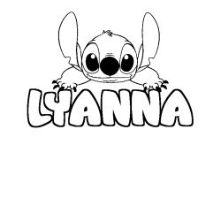 Coloriage prénom LYANNA - décor Stitch