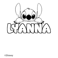 Coloriage pr&eacute;nom LYANNA - d&eacute;cor Stitch
