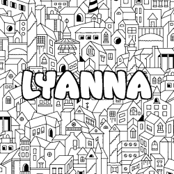 Coloriage prénom LYANNA - décor Ville