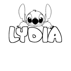 Coloriage prénom LYDIA - décor Stitch
