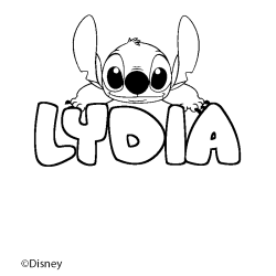 Coloriage pr&eacute;nom LYDIA - d&eacute;cor Stitch