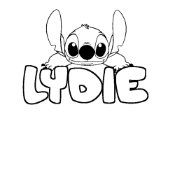 Coloriage prénom LYDIE - décor Stitch