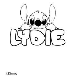 Coloriage pr&eacute;nom LYDIE - d&eacute;cor Stitch