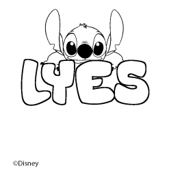Coloriage pr&eacute;nom LYES - d&eacute;cor Stitch