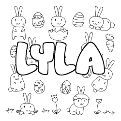 Coloriage prénom LYLA - décor Paques