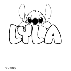 Coloriage pr&eacute;nom LYLA - d&eacute;cor Stitch